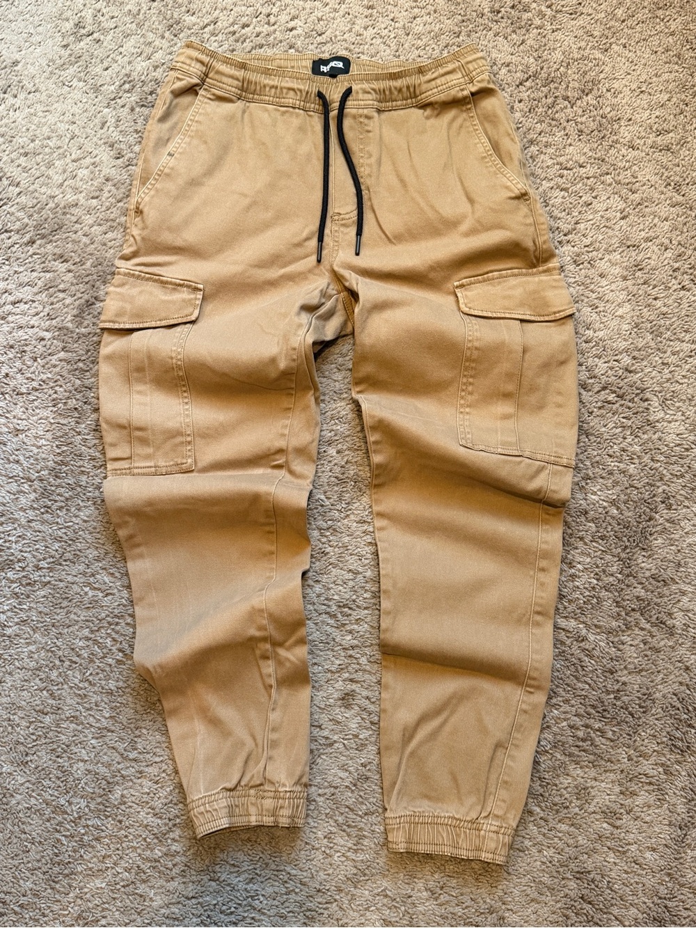RSQ Tan Cargo Jogger Pants with Drawstring Waist